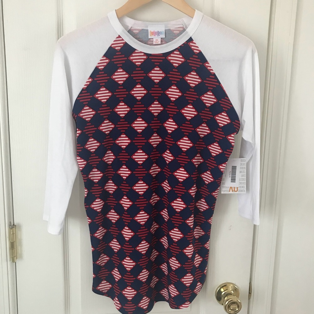 NWT LuLaRoe RANDY Baseball White Sleeves Size XS